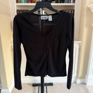 De Rotchild women's black, V-neck, long-sleeved top or cardigan